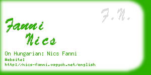 fanni nics business card